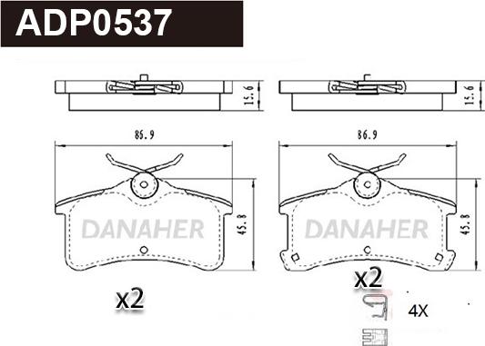 Danaher ADP0537 - Гальмівні колодки, дискові гальма avtolavka.club