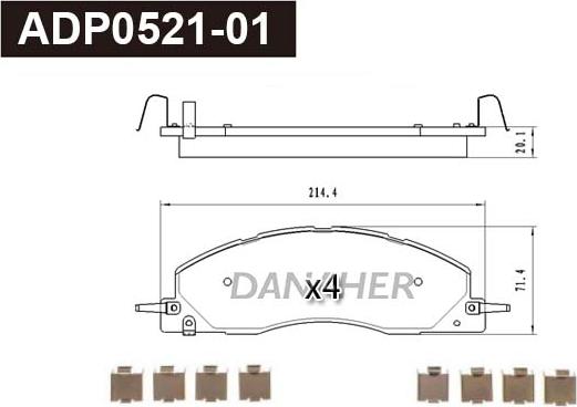 Danaher ADP0521-01 - Гальмівні колодки, дискові гальма avtolavka.club