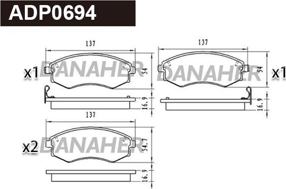 Danaher ADP0694 - Гальмівні колодки, дискові гальма avtolavka.club