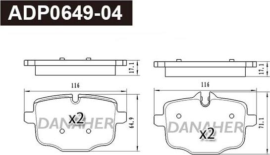 Danaher ADP0649-04 - Гальмівні колодки, дискові гальма avtolavka.club