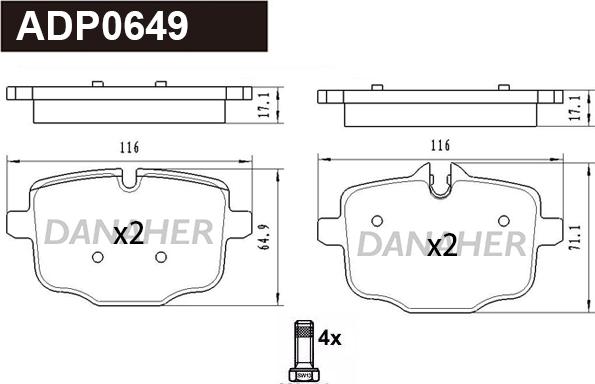 Danaher ADP0649 - Гальмівні колодки, дискові гальма avtolavka.club