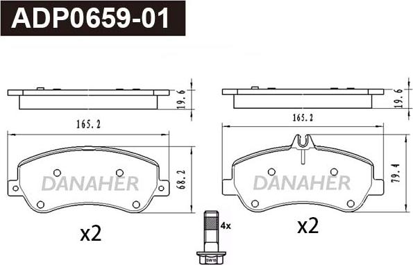 Danaher ADP0659-01 - Гальмівні колодки, дискові гальма avtolavka.club