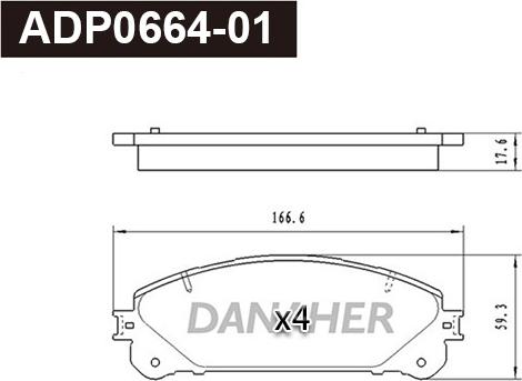 Danaher ADP0664-01 - Гальмівні колодки, дискові гальма avtolavka.club