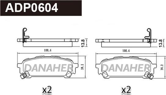 Danaher ADP0604 - Гальмівні колодки, дискові гальма avtolavka.club