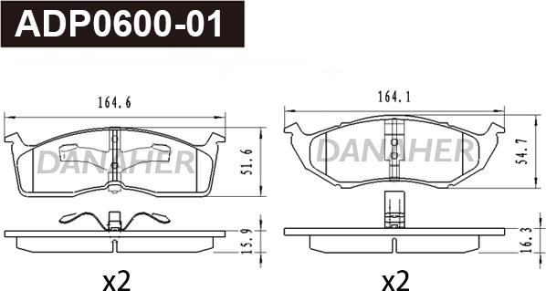 Danaher ADP0600-01 - Гальмівні колодки, дискові гальма avtolavka.club