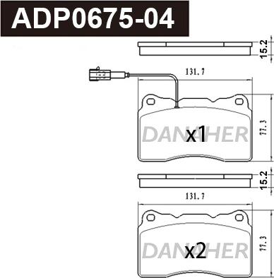 Danaher ADP0675-04 - Гальмівні колодки, дискові гальма avtolavka.club