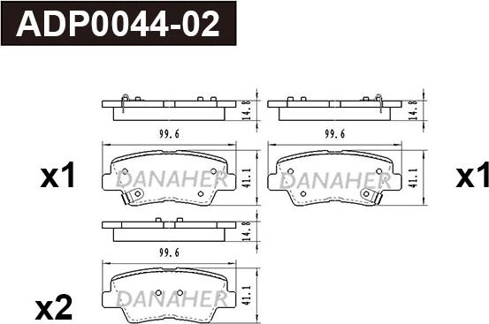 Danaher ADP0044-02 - Гальмівні колодки, дискові гальма avtolavka.club