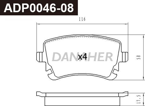 Danaher ADP0046-08 - Гальмівні колодки, дискові гальма avtolavka.club