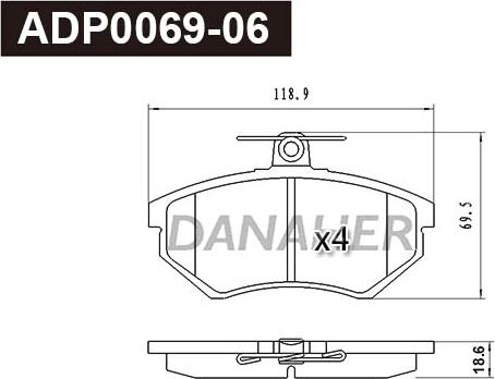 Danaher ADP0069-06 - Гальмівні колодки, дискові гальма avtolavka.club