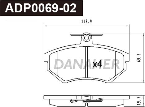 Danaher ADP0069-02 - Гальмівні колодки, дискові гальма avtolavka.club