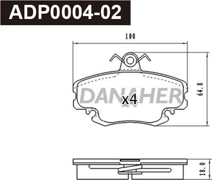 Danaher ADP0004-02 - Гальмівні колодки, дискові гальма avtolavka.club