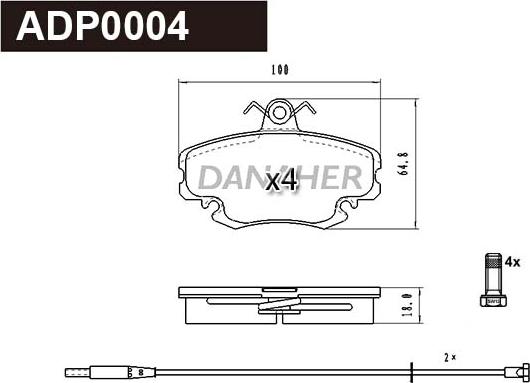 Danaher ADP0004 - Гальмівні колодки, дискові гальма avtolavka.club