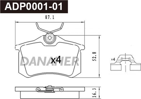 Danaher ADP0001-01 - Гальмівні колодки, дискові гальма avtolavka.club