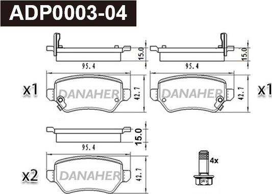 Danaher ADP0003-04 - Гальмівні колодки, дискові гальма avtolavka.club