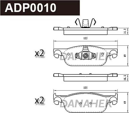 Danaher ADP0010 - Гальмівні колодки, дискові гальма avtolavka.club