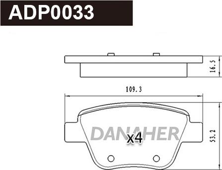 Danaher ADP0033 - Гальмівні колодки, дискові гальма avtolavka.club