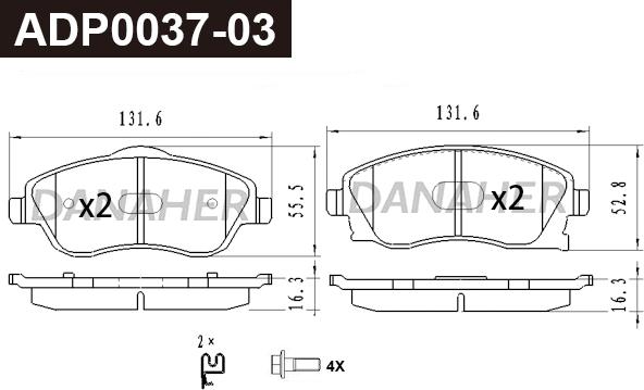 Danaher ADP0037-03 - Гальмівні колодки, дискові гальма avtolavka.club