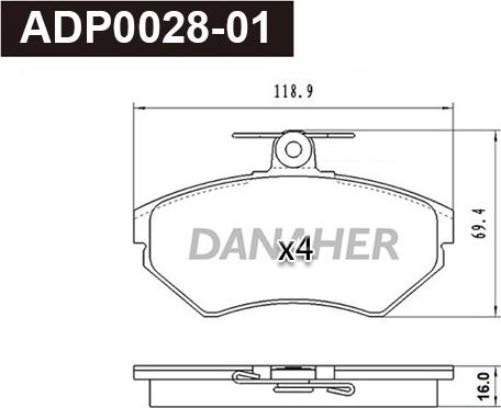 Danaher ADP0028-01 - Гальмівні колодки, дискові гальма avtolavka.club