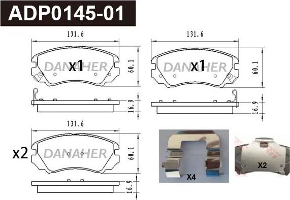 Danaher ADP0145-01 - Гальмівні колодки, дискові гальма avtolavka.club