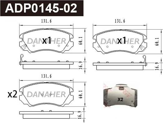 Danaher ADP0145-02 - Гальмівні колодки, дискові гальма avtolavka.club