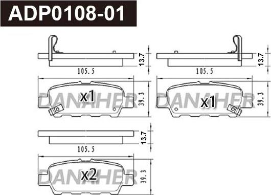 Danaher ADP0108-01 - Гальмівні колодки, дискові гальма avtolavka.club