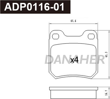 Danaher ADP0116-01 - Гальмівні колодки, дискові гальма avtolavka.club