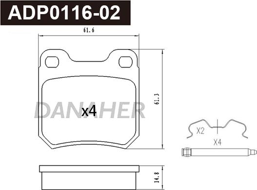 Danaher ADP0116-02 - Гальмівні колодки, дискові гальма avtolavka.club