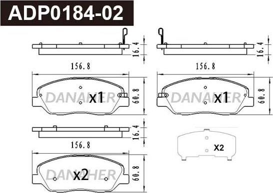 Danaher ADP0184-02 - Гальмівні колодки, дискові гальма avtolavka.club