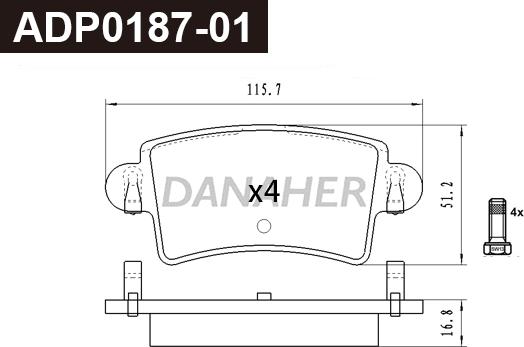 Danaher ADP0187-01 - Гальмівні колодки, дискові гальма avtolavka.club