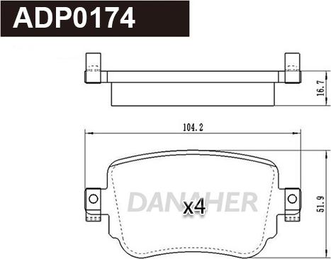 Danaher ADP0174 - Гальмівні колодки, дискові гальма avtolavka.club