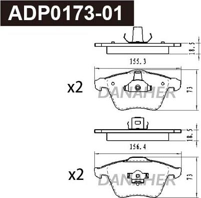 Danaher ADP0173-01 - Гальмівні колодки, дискові гальма avtolavka.club