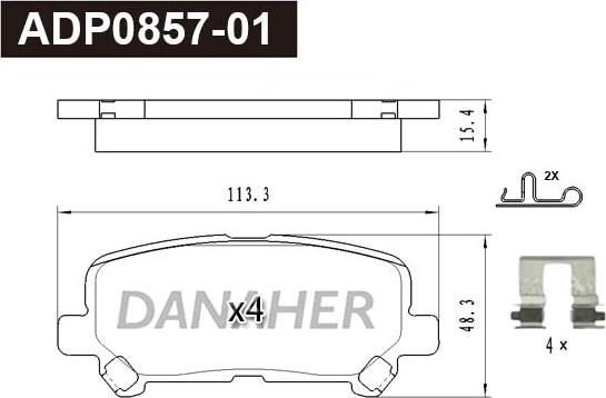 Danaher ADP0857-01 - Гальмівні колодки, дискові гальма avtolavka.club