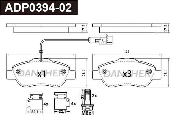 Danaher ADP0394-02 - Гальмівні колодки, дискові гальма avtolavka.club