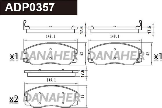 Danaher ADP0357 - Гальмівні колодки, дискові гальма avtolavka.club