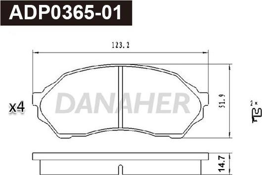 Danaher ADP0365-01 - Гальмівні колодки, дискові гальма avtolavka.club