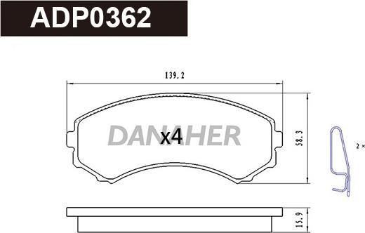 Danaher ADP0362 - Гальмівні колодки, дискові гальма avtolavka.club