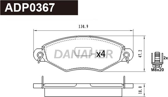 Danaher ADP0367 - Гальмівні колодки, дискові гальма avtolavka.club