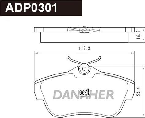 Danaher ADP0301 - Гальмівні колодки, дискові гальма avtolavka.club