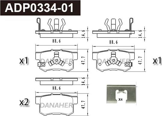 Danaher ADP0334-01 - Гальмівні колодки, дискові гальма avtolavka.club