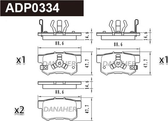 Danaher ADP0334 - Гальмівні колодки, дискові гальма avtolavka.club