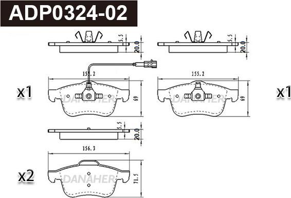 Danaher ADP0324-02 - Гальмівні колодки, дискові гальма avtolavka.club