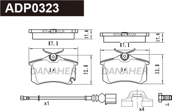 Danaher ADP0323 - Гальмівні колодки, дискові гальма avtolavka.club