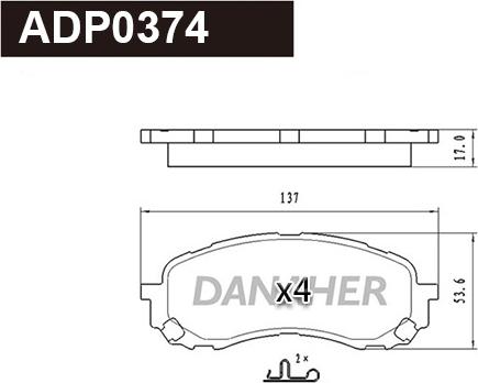 Danaher ADP0374 - Гальмівні колодки, дискові гальма avtolavka.club