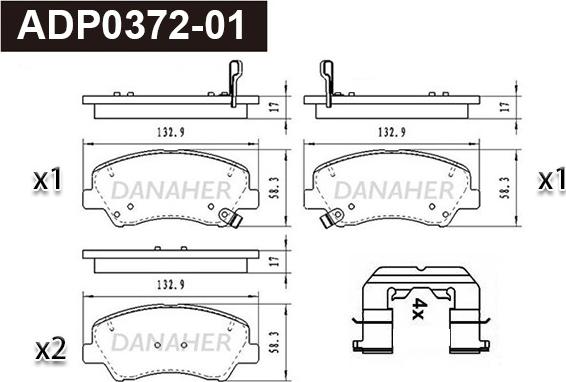 Danaher ADP0372-01 - Гальмівні колодки, дискові гальма avtolavka.club