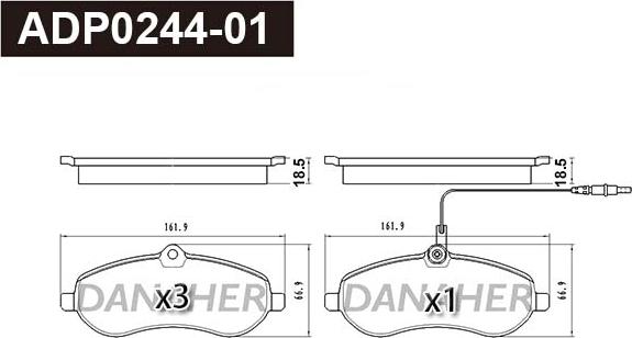 Danaher ADP0244-01 - Гальмівні колодки, дискові гальма avtolavka.club