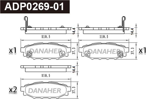 Danaher ADP0269-01 - Гальмівні колодки, дискові гальма avtolavka.club