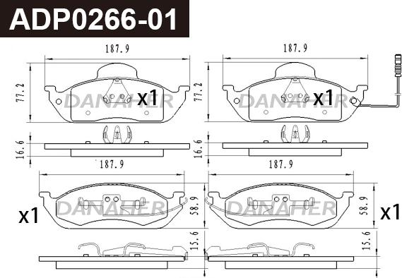 Danaher ADP0266-01 - Гальмівні колодки, дискові гальма avtolavka.club