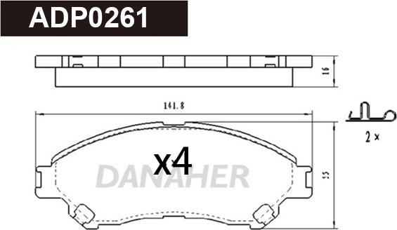 Danaher ADP0261 - Гальмівні колодки, дискові гальма avtolavka.club
