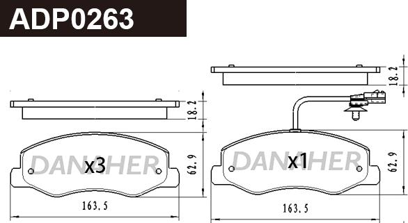 Danaher ADP0263 - Гальмівні колодки, дискові гальма avtolavka.club