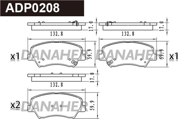 Danaher ADP0208 - Гальмівні колодки, дискові гальма avtolavka.club